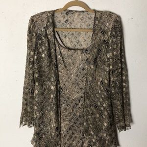 Cattiva two piece dress set size 12-ruffle dress and sheer jacket/blouse